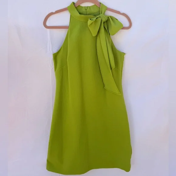 Vince Camuto Lime Green Bow-Tie Halter Shift Dress - Picture 2 of 5